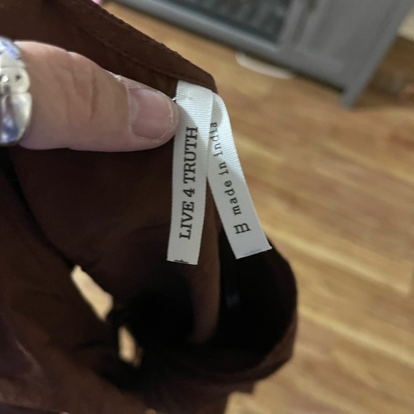 Live 4 Truth Chocolate Puff Sleeve Tie-Front Blouse - Picture 3 of 3